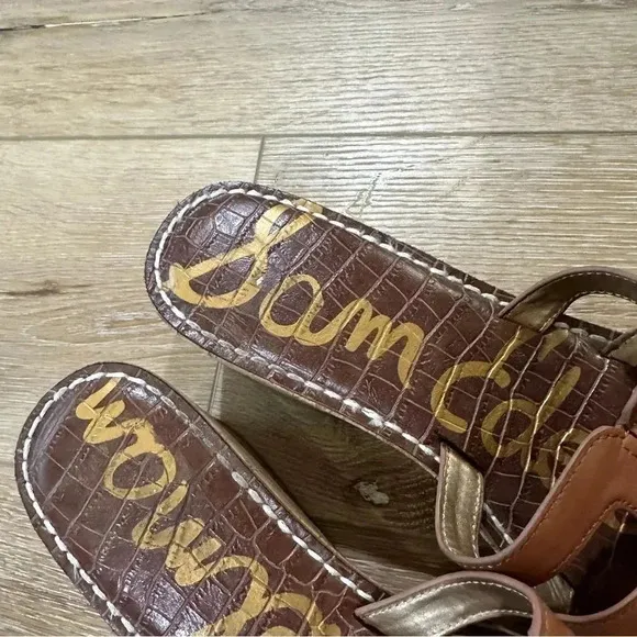 Sam Edelman Women's Slip-On Brown Leather Wedge Sandal Size 9.5M GUC