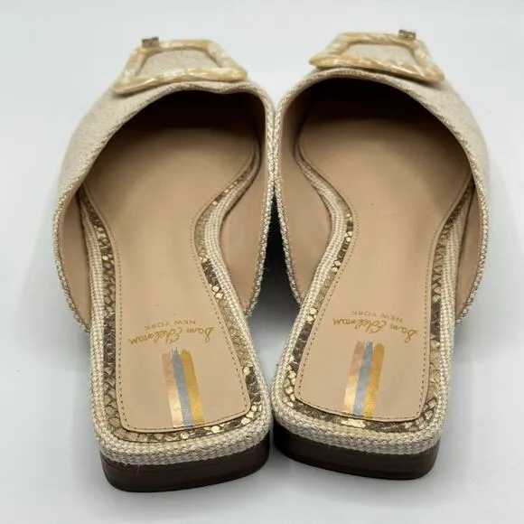 SAM EDELMAN x ANTHROPOLOGIE Lavina Flats Mules Natural Linen Tan Neutral Sz 7