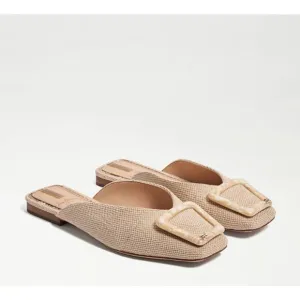 SAM EDELMAN x ANTHROPOLOGIE Lavina Flats Mules Natural Linen Tan Neutral Sz 7