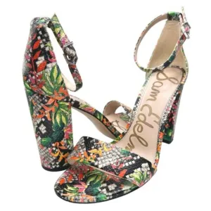 SAM EDELMAN Yaro‎ Ankle Strap Size 5.5 Block Heel Sandals Floral colorful summer