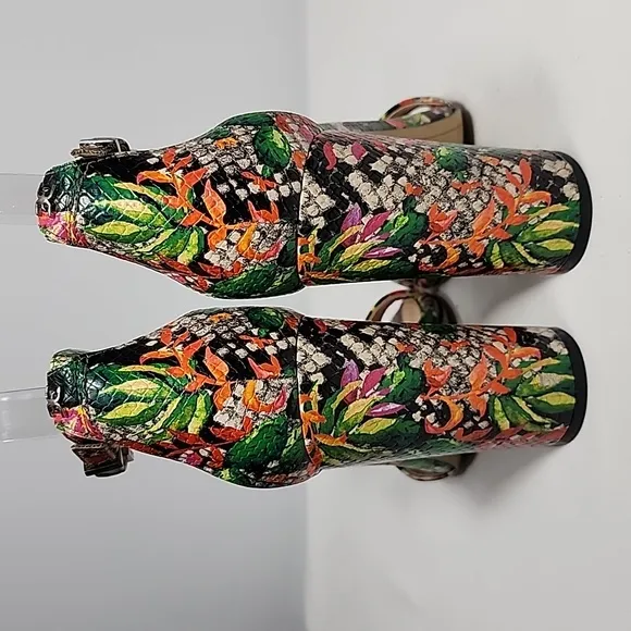 SAM EDELMAN Yaro‎ Ankle Strap Size 5.5 Block Heel Sandals Floral colorful summer