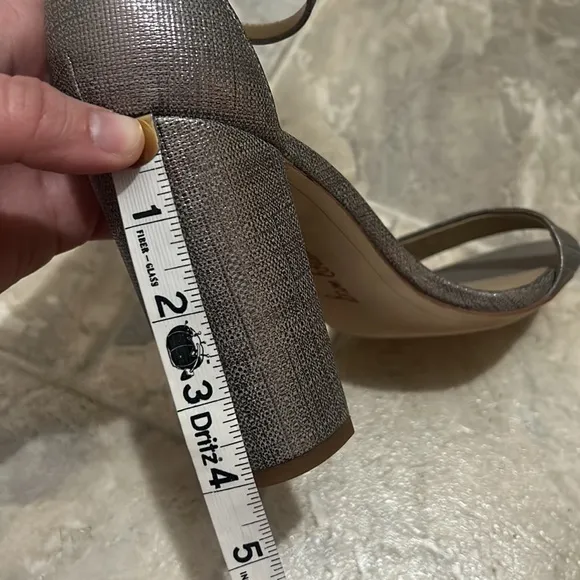 Sam Edelman Yaro Silver Metallic Block Heel Sandals Ankle Strap 9