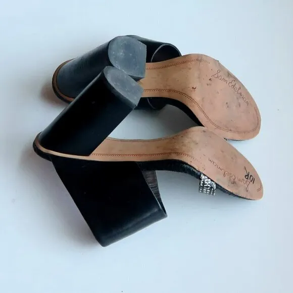 Sam Edelman Yoselin Black &amp; White Block Heel Mules / Sandals / Slip On Shoes 7.5