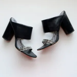 Sam Edelman Yoselin Black &amp; White Block Heel Mules / Sandals / Slip On Shoes 7.5