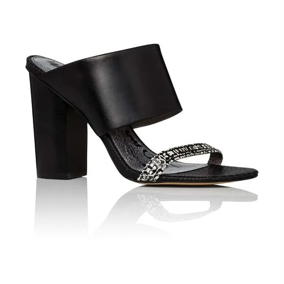Sam Edelman Yoselin Black &amp; White Block Heel Mules / Sandals / Slip On Shoes 7.5