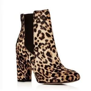 SAM EDELMANCase Leopard-Print Calf Hair Chelsea Boots size 8.5 heels