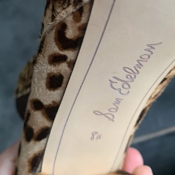 SAM EDELMANCase Leopard-Print Calf Hair Chelsea Boots size 8.5 heels