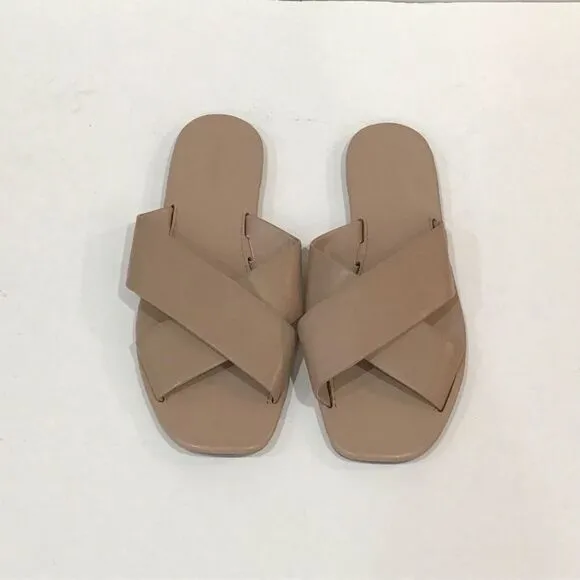 Sandals Slides, Tan, Banana Republic, Size 8.5