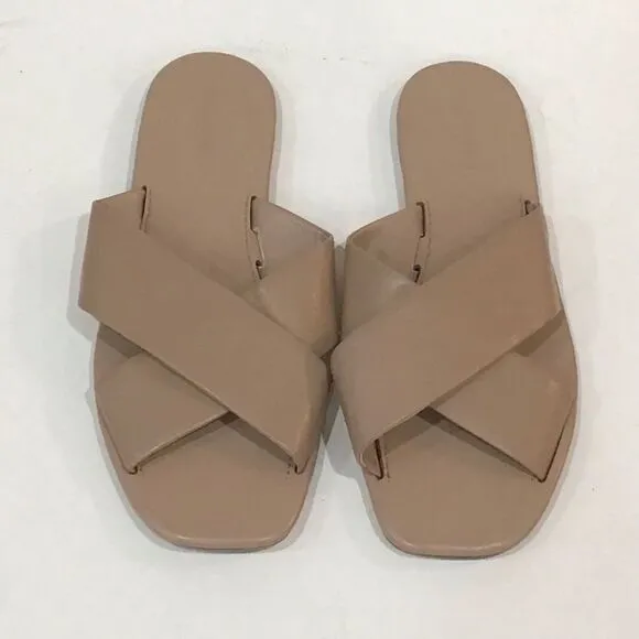 Sandals Slides, Tan, Banana Republic, Size 8.5