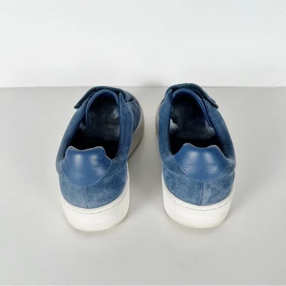Sandro Anita Blue Suede Leather Low Top Sneakers in Bleu Denim Size 6.5