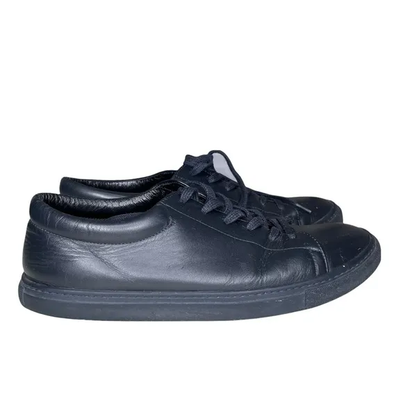 Sandro Leather Low Top Lace Sneakers Black Size 42 Men’s Size 9 Casual