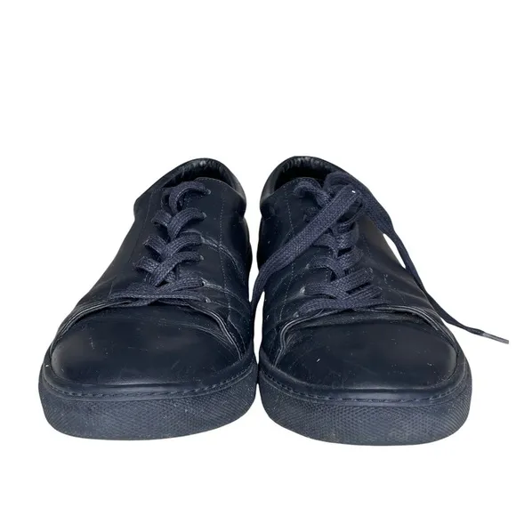 Sandro Leather Low Top Lace Sneakers Black Size 42 Men’s Size 9 Casual