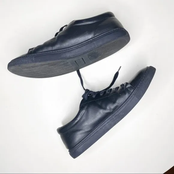 Sandro Leather Low Top Lace Sneakers Black Size 42 Men’s Size 9 Casual