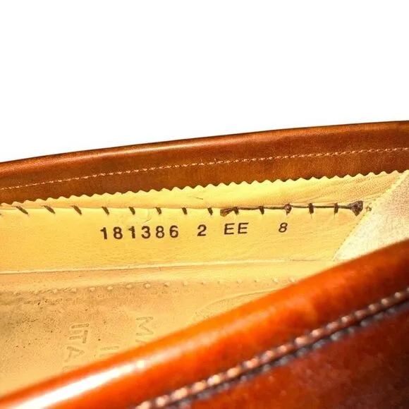 Santoni Saddle Brown Handmade in Italy Woven Loafers Size 8