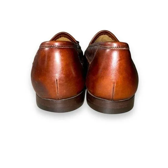 Santoni Saddle Brown Handmade in Italy Woven Loafers Size 8