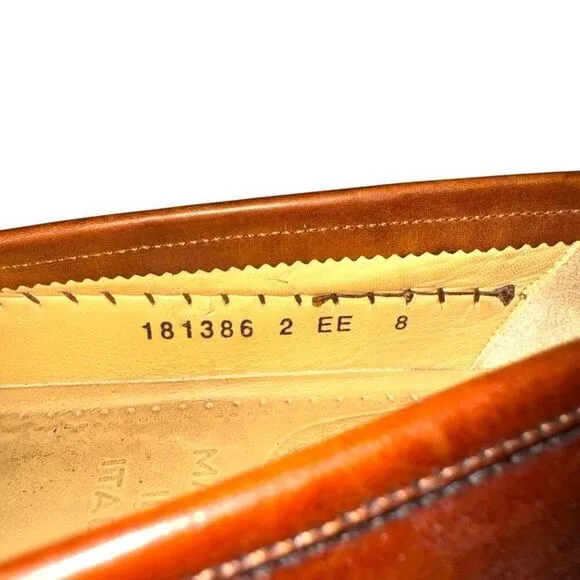 Santoni Saddle Brown Handmade in Italy Woven Loafers Size 8