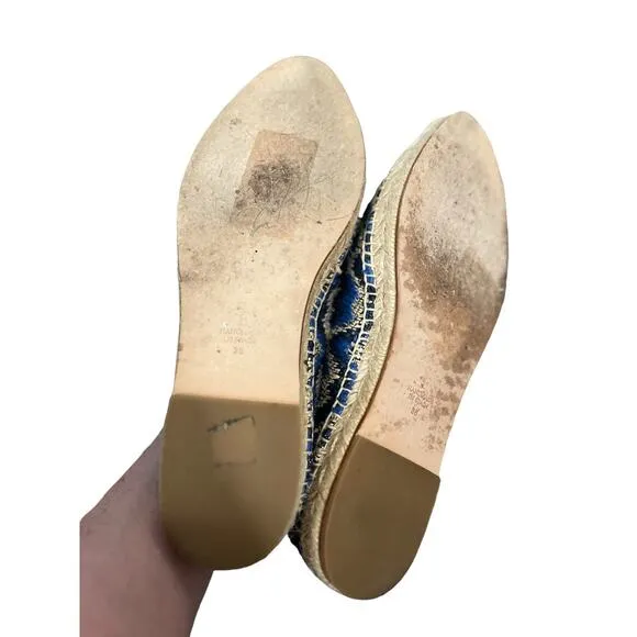 Sarah Flint Womens Resort Collection Blue Woven Espadrilles Loafer EU38