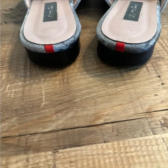 Sarah Jessica Parker Italian “Twain” Rhinestone Mules/Loafers Grey Sz 35/5. EUC