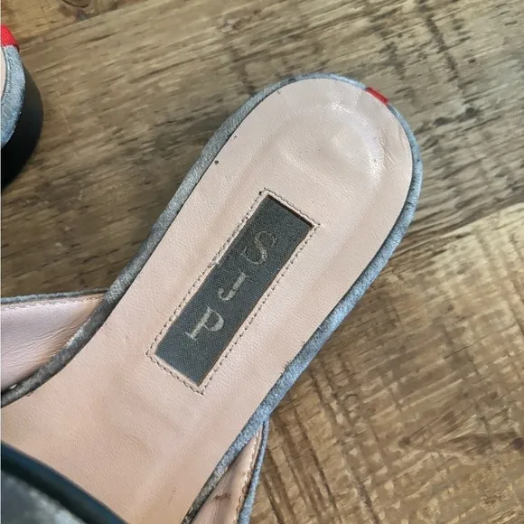 Sarah Jessica Parker Italian “Twain” Rhinestone Mules/Loafers Grey Sz 35/5. EUC