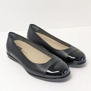 SAS Scenic Cap Toe Ballet Flats, Black Leather, Women's 7 Wide