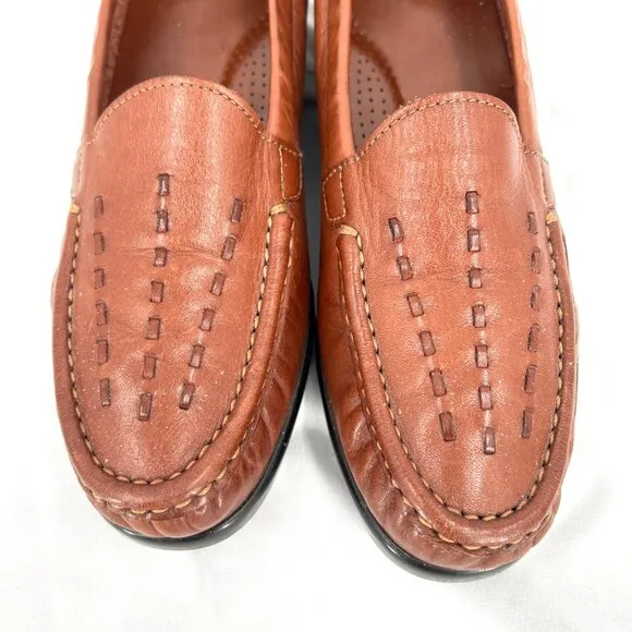 SAS tripod comfort slip on loafers leather woven moccasin style shoe 8.5 N