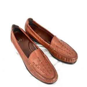 SAS tripod comfort slip on loafers leather woven moccasin style shoe 8.5 N