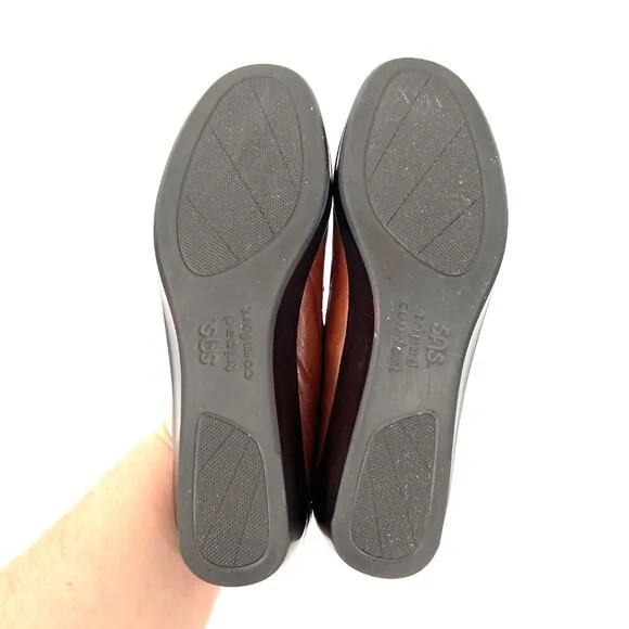 SAS tripod comfort slip on loafers leather woven moccasin style shoe 8.5 N
