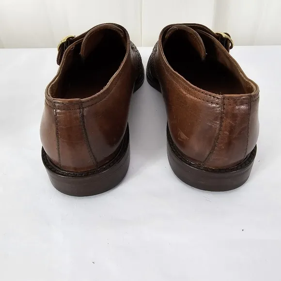 Scala Brown Leather Woven Loafers with Buckle Size 36