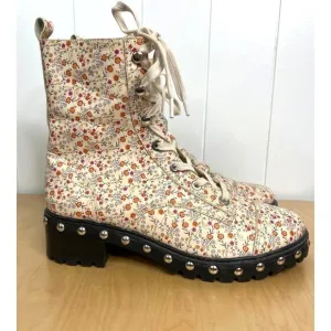 Schutz Andrea Floral and Studded Lace Up w/Zipper Combat Boots SZ 11 NWOB