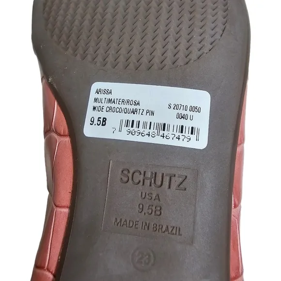 Schutz Arissa Crocodile Embossed Leather Ballet Flat Quartz Pink Size 9.5