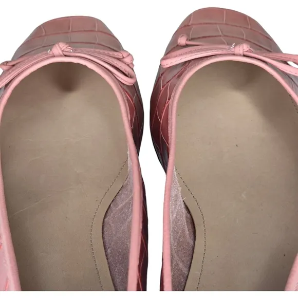 Schutz Arissa Crocodile Embossed Leather Ballet Flat Quartz Pink Size 9.5