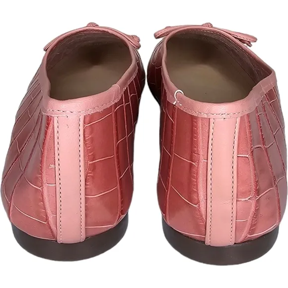 Schutz Arissa Crocodile Embossed Leather Ballet Flat Quartz Pink Size 9.5