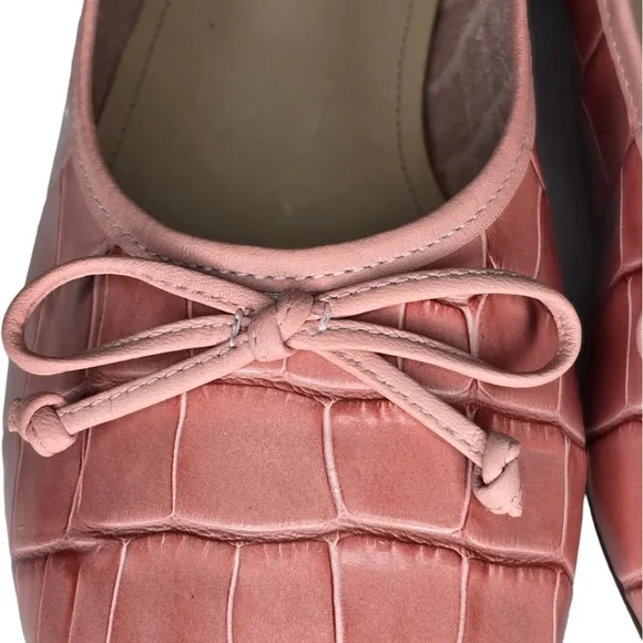 Schutz Arissa Crocodile Embossed Leather Ballet Flat Quartz Pink Size 9.5