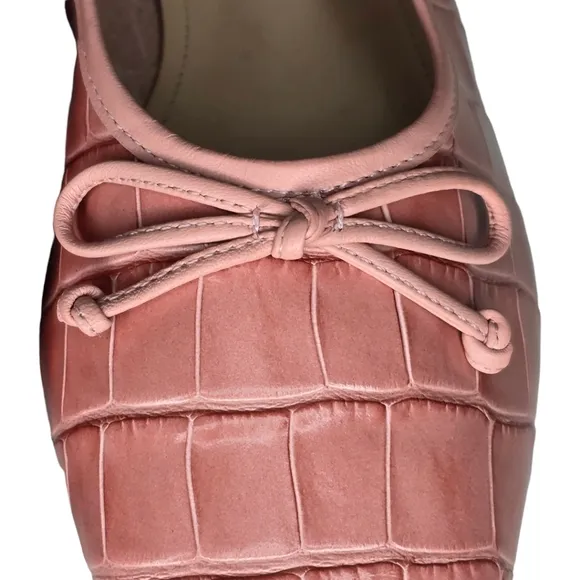 Schutz Arissa Crocodile Embossed Leather Ballet Flat Quartz Pink Size 9.5