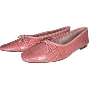 Schutz Arissa Crocodile Embossed Leather Ballet Flat Quartz Pink Size 9.5