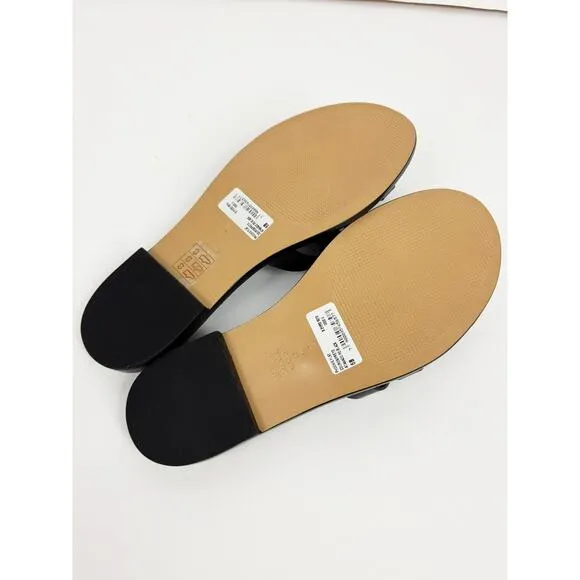 SCHUTZ BLACK PHOENIX LEATHER FLATS SANDALS