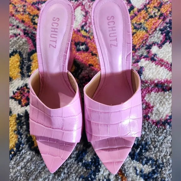 Schutz Croc-Embossed Lucimara Wedge Sandals