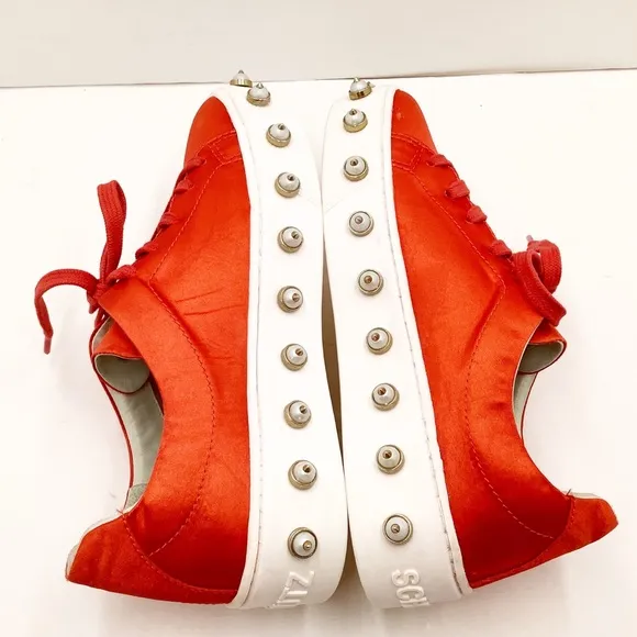 {SCHUTZ} 'Lamara' Pearl Spiked Leather &amp; Satin Platform Sneakers