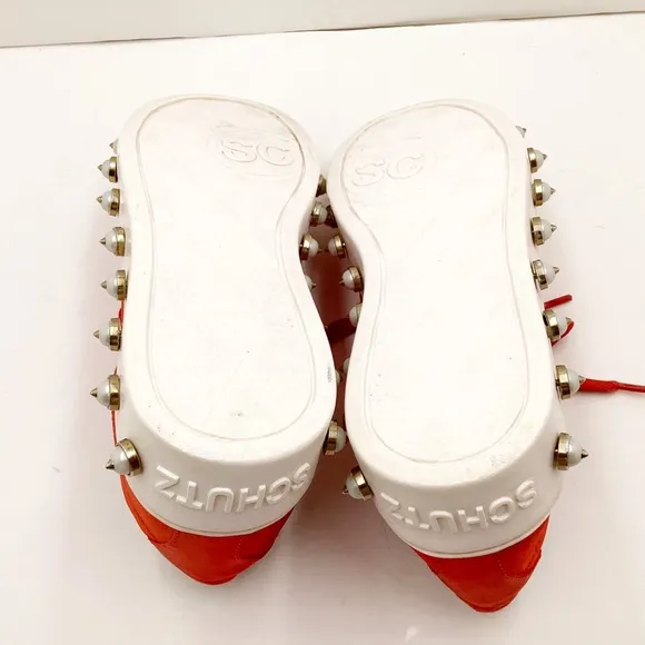 {SCHUTZ} 'Lamara' Pearl Spiked Leather &amp; Satin Platform Sneakers