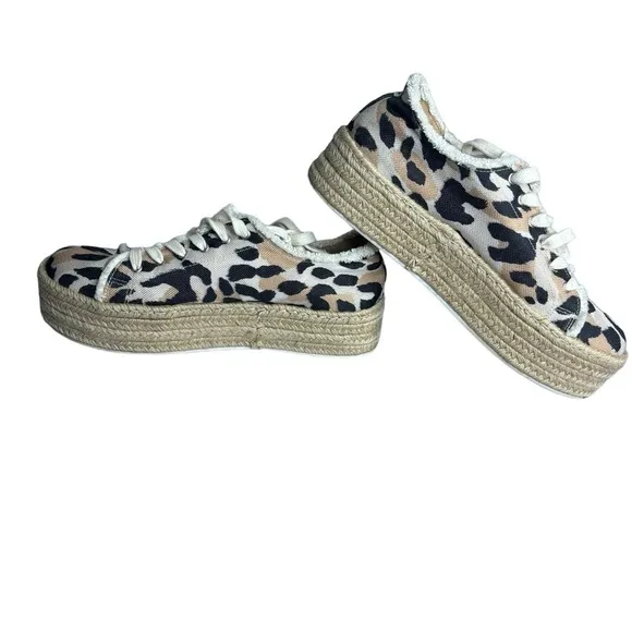 SCHUTZ LUANA CHEETAH ESPADRILLE PLATFORM SNEAKERS Size 8