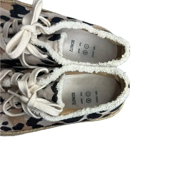 SCHUTZ LUANA CHEETAH ESPADRILLE PLATFORM SNEAKERS Size 8
