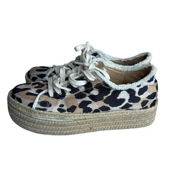 SCHUTZ LUANA CHEETAH ESPADRILLE PLATFORM SNEAKERS Size 8