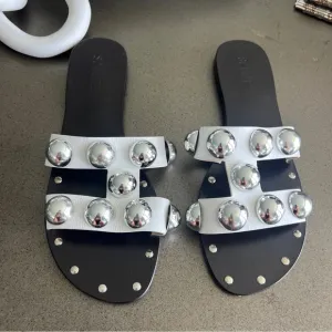 Schutz Metallic Studded Sandals Size 10B
