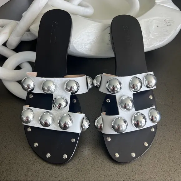 Schutz Metallic Studded Sandals Size 10B