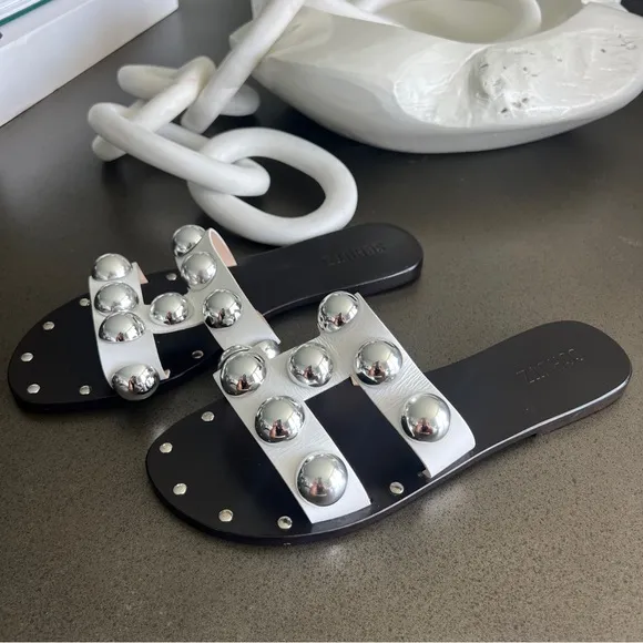 Schutz Metallic Studded Sandals Size 10B