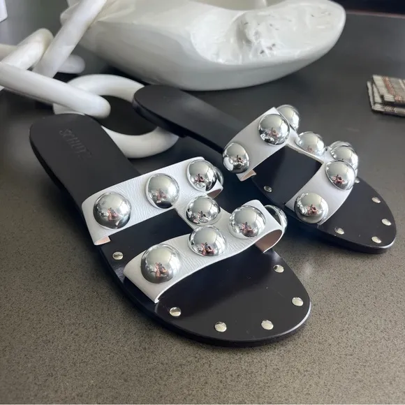Schutz Metallic Studded Sandals Size 10B