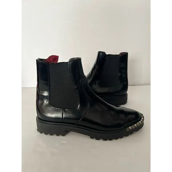 Schutz Women's Daisha Embellished Leather Chelsea Boots Solid Black Size 7