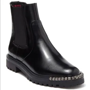 Schutz Women's Daisha Embellished Leather Chelsea Boots Solid Black Size 7