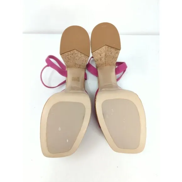 Schutz Women's Glayce Leather Platform 5.5&quot; Heels Pink Sandals size 9 NEW