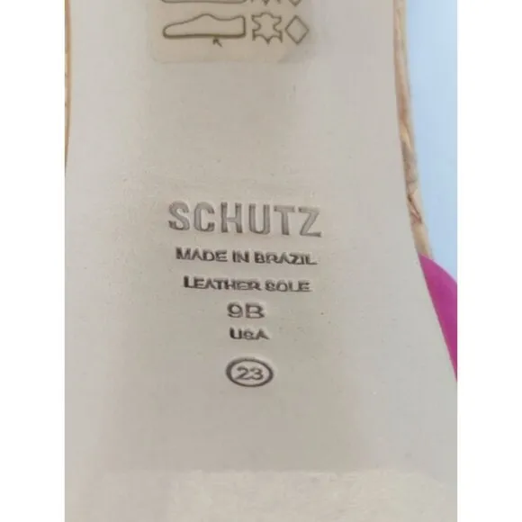 Schutz Women's Glayce Leather Platform 5.5&quot; Heels Pink Sandals size 9 NEW